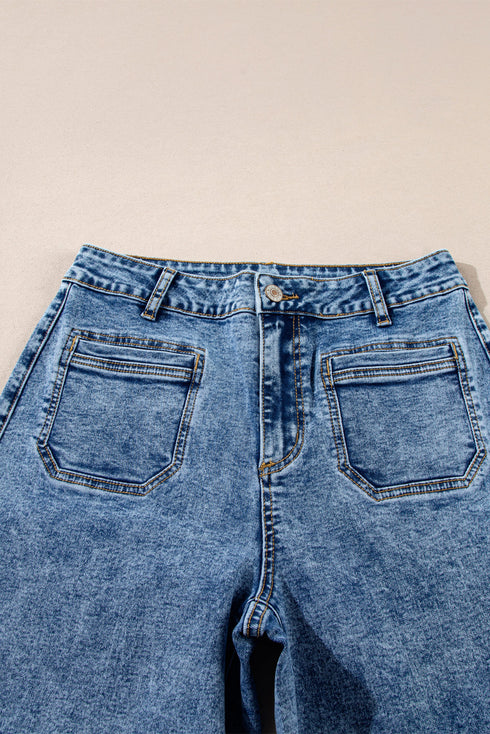 Patch Pocket Straight Leg Loose Fit Jeans